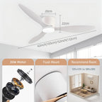 Ventilatore da Soffitto IRALAN con Luce, Motore DC Silenzioso a Risparmio Energetico, 3 Colori Variabili, 6 Velocità Regolabili, per Camera da Letto e Soggiorno