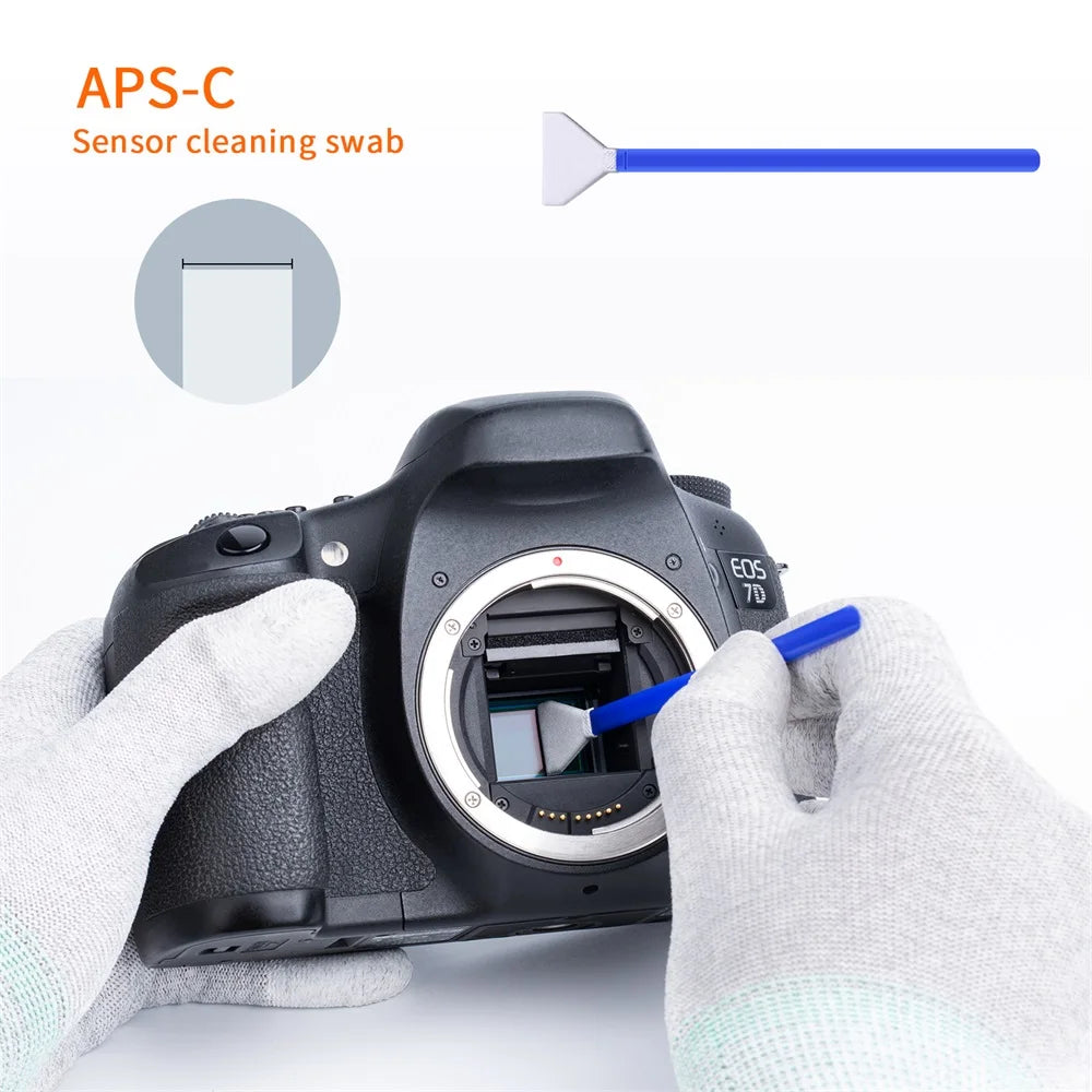 K&F Concept 10er Pack Reinigungsstäbchen für Vollformat-Sensor 16 mm APS-C 24 mm CMOS CCD Trockene Reinigungsstäbchen für Nikon Sony Canon DSLR-Kamera