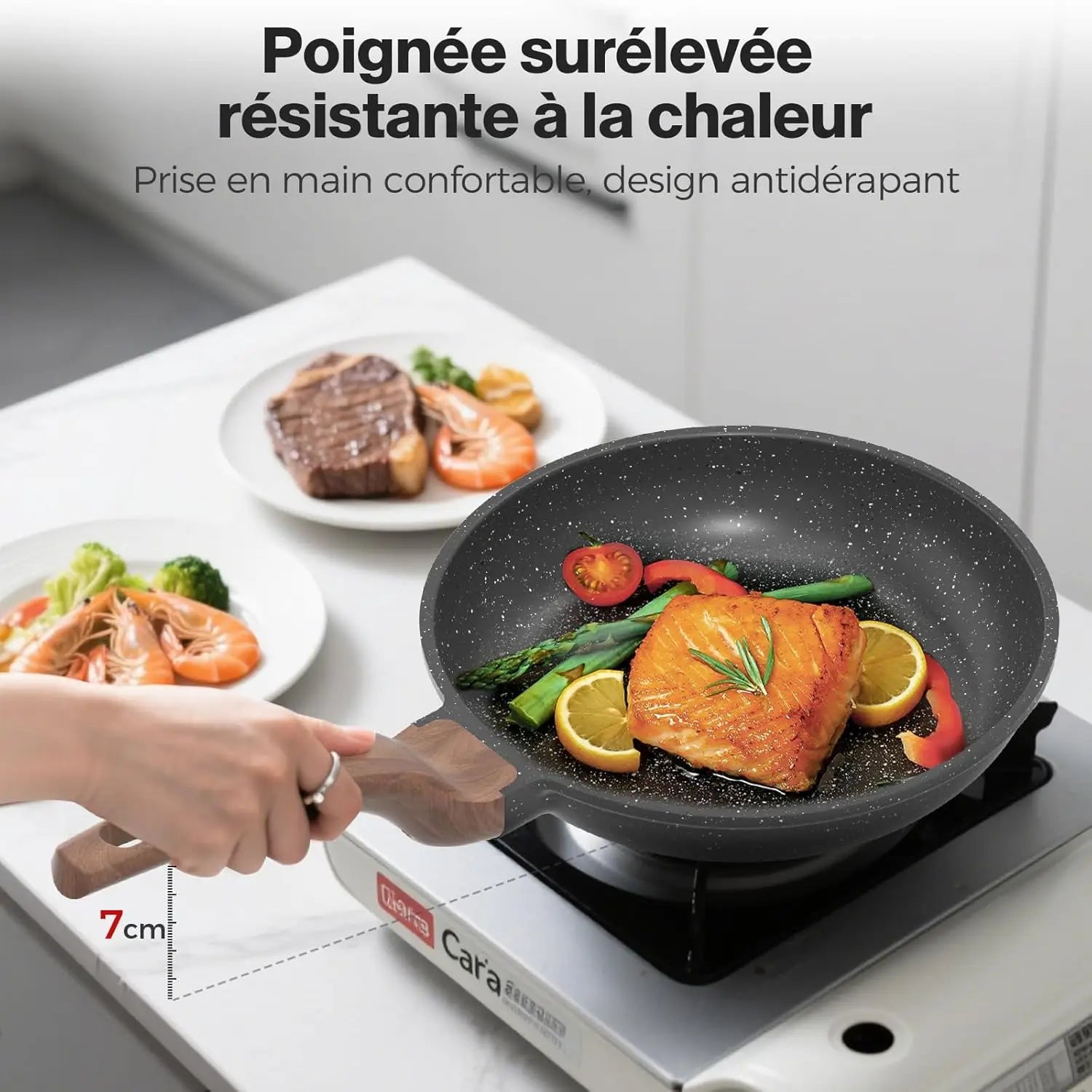 Set di padelle antiaderenti, 3 pezzi – Padelle in granito da 20/24/28 cm