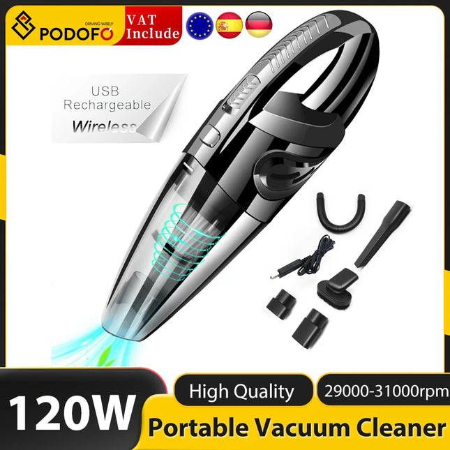 Podofo Vacuum Cordless potente aspirazione a ciclone portatile 120W aspirapolvere per auto ricaricabile carica rapida portatile