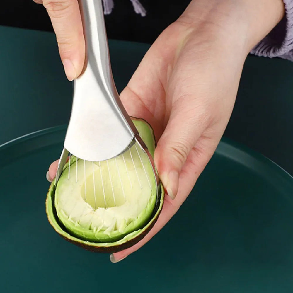 2-in-1 Avocado-Messer aus Edelstahl, Avocado-Schneider, Kiwi-Schälmesser, Salatschneider, Schäler, Küchen-Gadgets, Obst- und Gemüsewerkzeuge