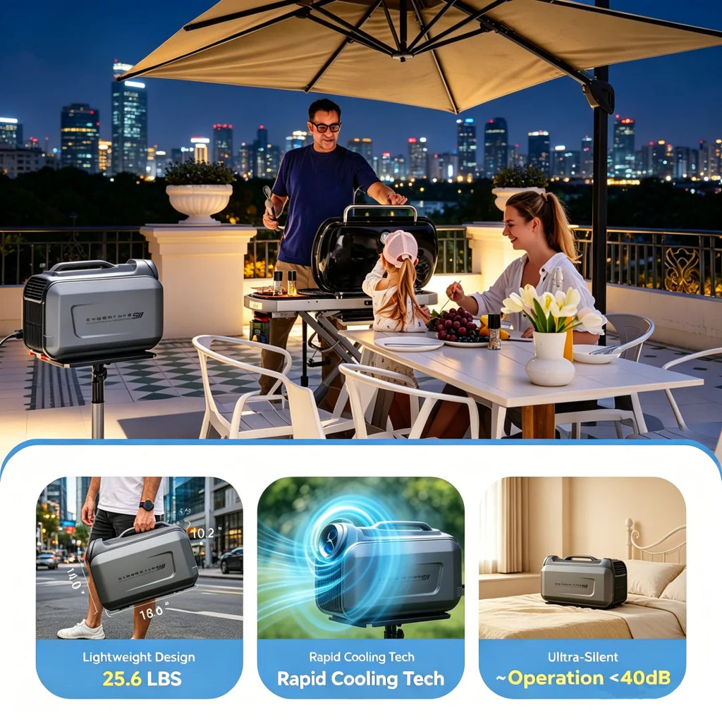 Cybertake S2 Pro Portable Klimaanlage, 5100 BTU Kühlen und 6100 BTU Heizen, Energieklasse A 2.9 EER, leises AC-Gerät mit 4 Modi, wasserdicht IPX4 für Camping, Wohnmobile, Zelte