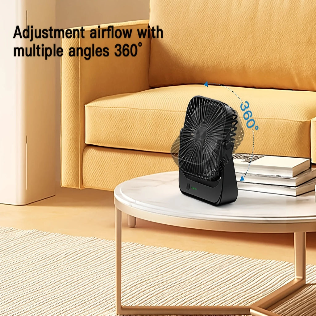 Mini ventilatore portatile USB da tavolo, flusso d'aria potente e funzionamento silenzioso, 4 velocità, vento a 180° ° Ventilatori da terra girevoli per la casa