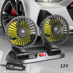 Ventilatore per auto EAFC 5V 12V a doppia testa con raffreddamento ad aria a 360° °   Mini ventilatore portatile USB regolabile per auto, accessori per auto a basso rumore