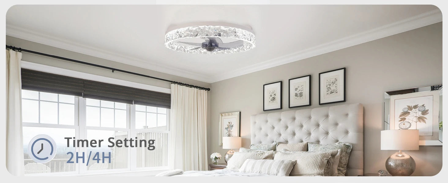 Ventilatore da Soffitto Intelligente XINGOO con Luce e Telecomando, Ventilatore Decorativo per Camera da Letto, Ventilatore a 6 Velocità con Luce LED Circolante