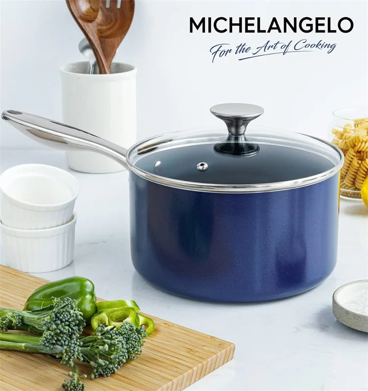 MICHELANGELO Antihaft-Aluminium-Soßenpfannenset, Milchtopf für zu Hause mit Edelstahlgriff, Suppentopf, Kochgeschirr