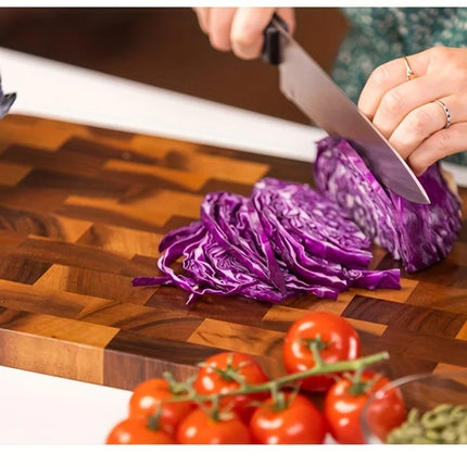 1 Large Wood Board: Heavy-duty wood grain cutting board, large leaf camellia tree wood for meat, cheese, vegetables, bread