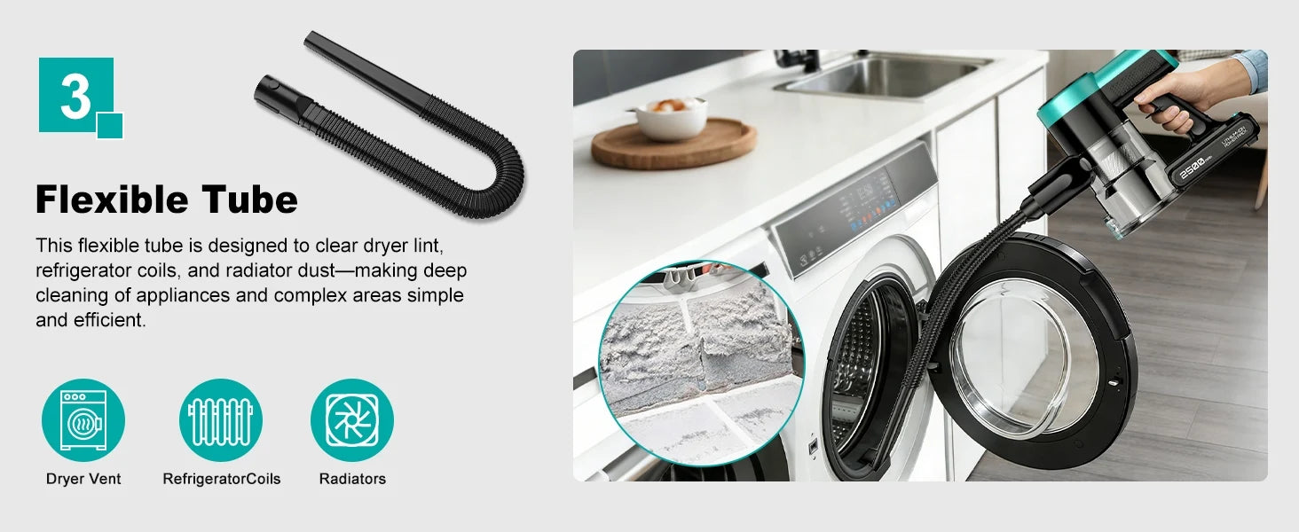 Kabelloser Staubsauger, selbststehend, 58Kpa/55 Minuten/10-in-1, mit LED-Beleuchtung Bürste für Tierhaare/Teppiche