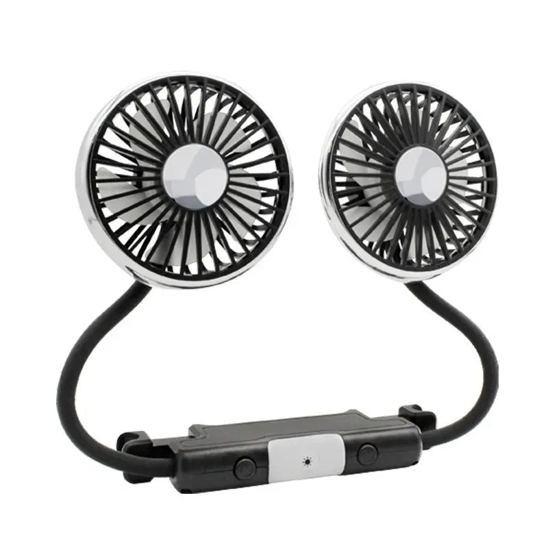 Ventilatore da auto a doppia testa a 3 velocità con clip 360 °   Ventilatore per Auto Girevole con Luce LED, Ventole di Raffreddamento Silenziose, Elettrodomestici per Auto