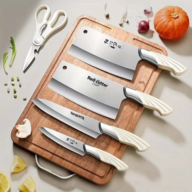 Messerblock-Set – 7-teiliges Premium Kochmesser-Set inkl. Messer, Schere, Messerschärfer und Tranchiermesser.