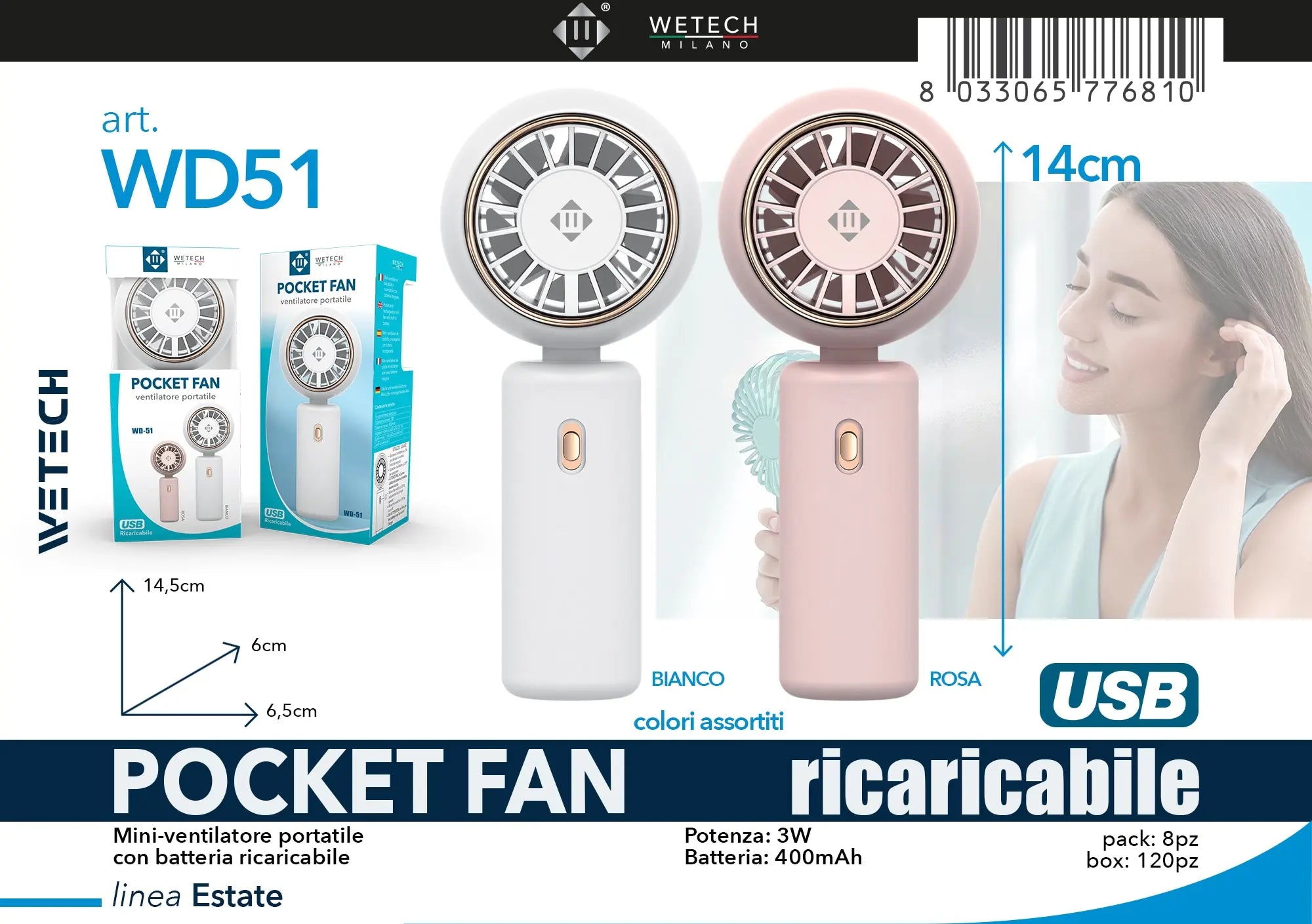 Ventilatore Portatile Mini da 3000mAh, Pieghevole, da Tavolo, da Esterno, da Collo, 5 Velocità, Ricaricabile USB, con Supporto per Telefono e Display