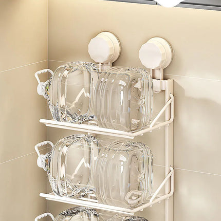 Ventosa multistrato Rastrelliere per verdure e frutta da cucina Vassoio angolare da parete Scaffale da cucina rimovibile Utensili senza foratura
