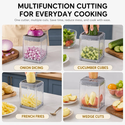 Tritatutto multifunzionale per verdure e patate con 4 lame, taglia cipolle a pressione per una rapida preparazione di insalate