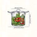 5,5 Liter Glas Topf mit Deckel, Glas Herd, Großvolumiger Suppentopf, Borosilikatglas Auflaufform mit Zweiohr-Suppentopf, Edelstahl