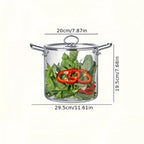 5,5 Liter Glas Topf mit Deckel, Glas Herd, Großvolumiger Suppentopf, Borosilikatglas Auflaufform mit Zweiohr-Suppentopf, Edelstahl