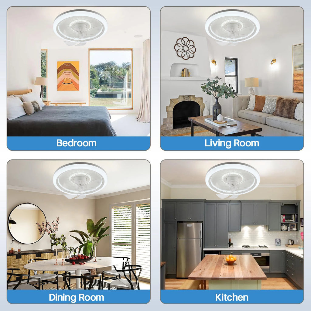 360 °   Ventilatore da Soffitto Rotante con Luce 220V, Dimmerabile Intelligente, 6 Velocità, Ventilatore Elettrico Decorativo per Casa, Camera da Letto, Balcone