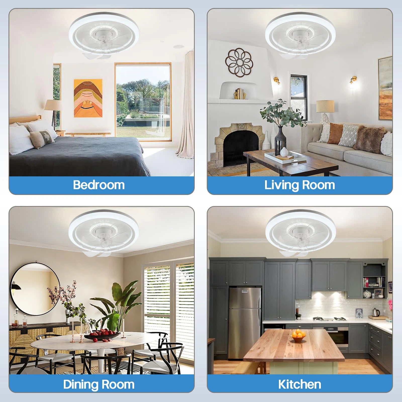 360 °   Ventilatore da Soffitto Rotante con Luce 220V, Dimmerabile Intelligente, 6 Velocità, Ventilatore Elettrico Decorativo per Casa, Camera da Letto, Balcone