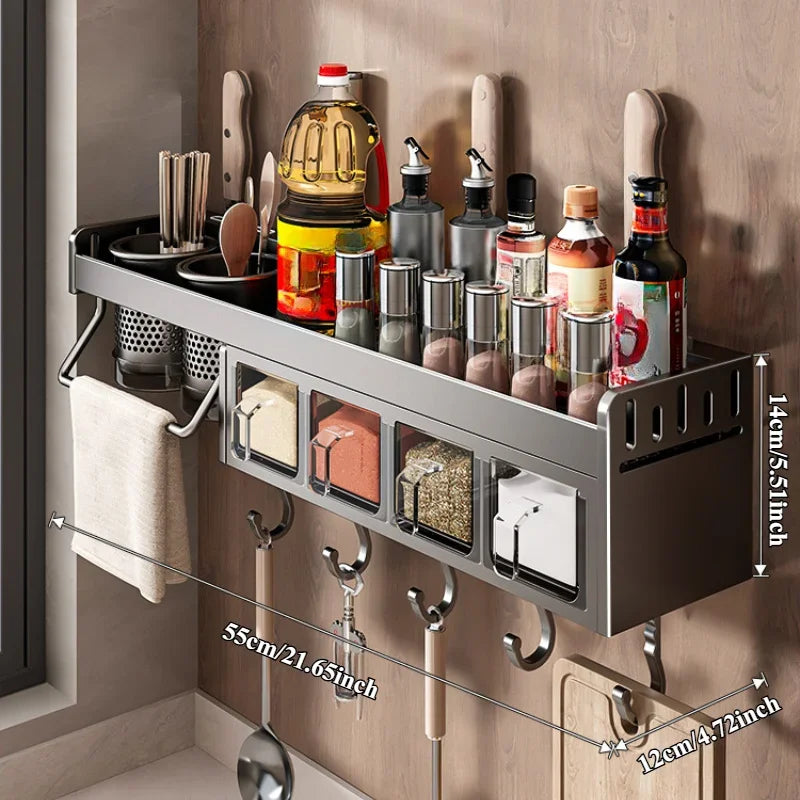 Scaffale portaoggetti da parete per cucina, portaoggetti drenabile per coltelli, bacchette, organizer combinato per spezie da cucina