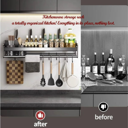 No-punch kitchen shelf, multifunctional wall-mounted knife holder, wall-mounted home organization accessories