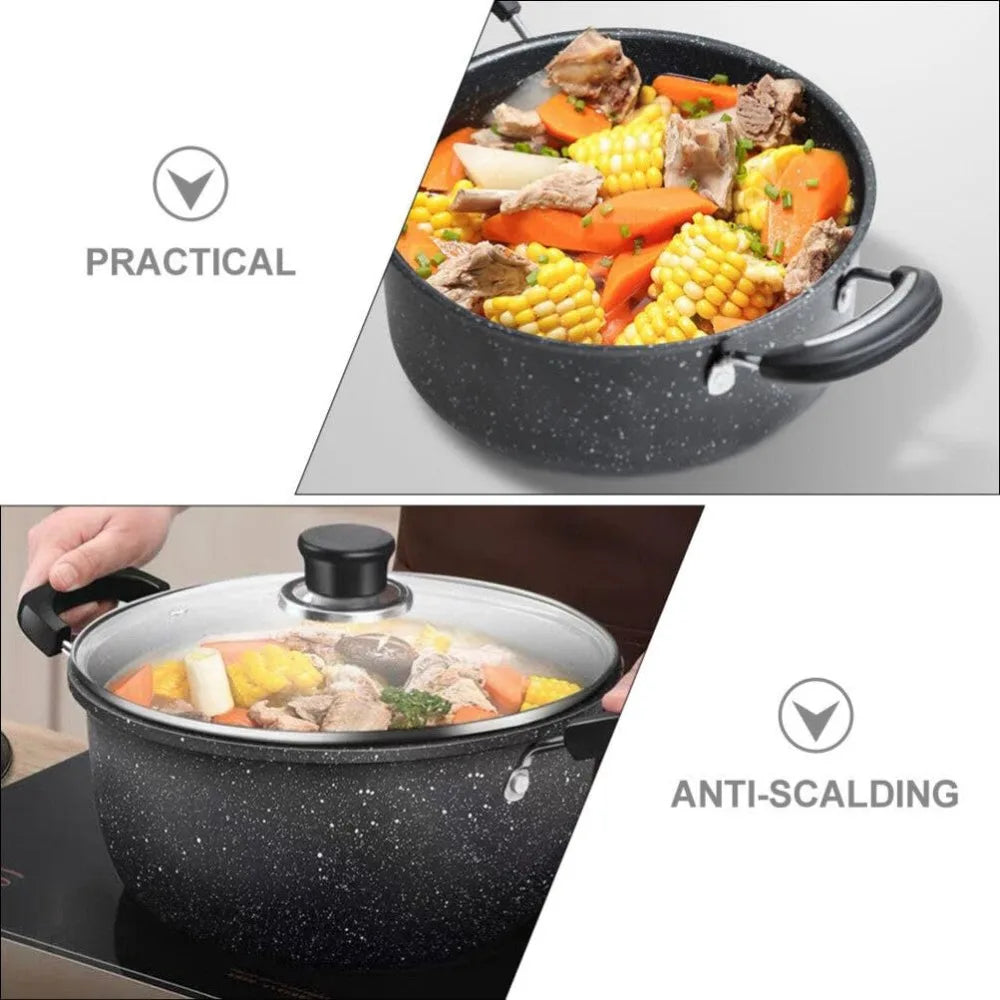 Maifan Steintopf Suppentopf Universelle Zwei-Ohr-Küchenutensilien Suppe mit Deckel Nudeltopf Induktionsherd GAS