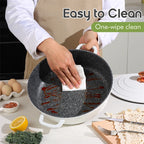 DONNOR Set di pentole in ceramica Set di pentole a induzione da 18 pezzi con coperchio Set di padelle e pentole antiaderenti salutari da cucina con padella JT532
