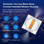 Liectroux YW710 Fensterputzroboter, Doppelte Wassersprühfunktion, Intelligenter Speicher, Starke Vakuumsaugung, Lasersensor, Fensterputzroboter für den Haushalt, APP-Steuerung