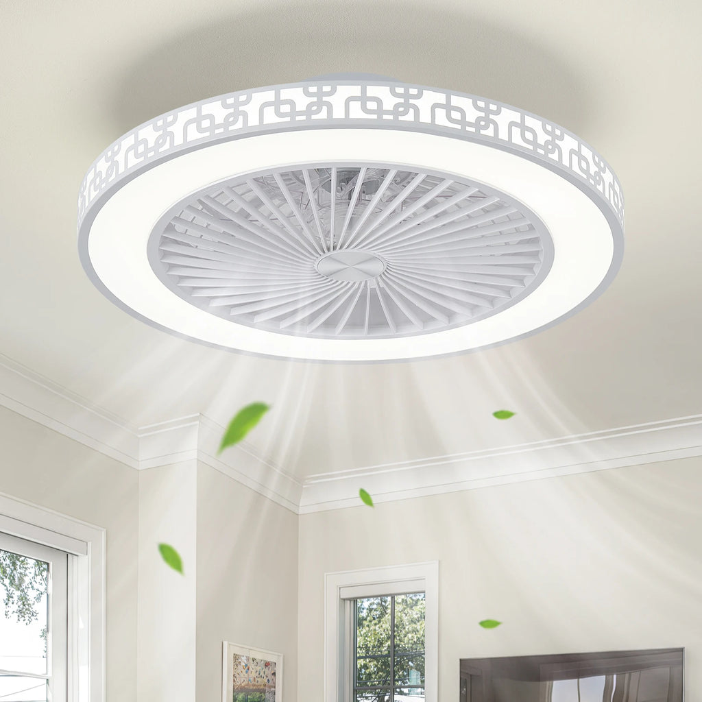 Ventilatore da soffitto con luce LED, telecomando, 6 velocità e luce dimmerabile 3000K-6000K