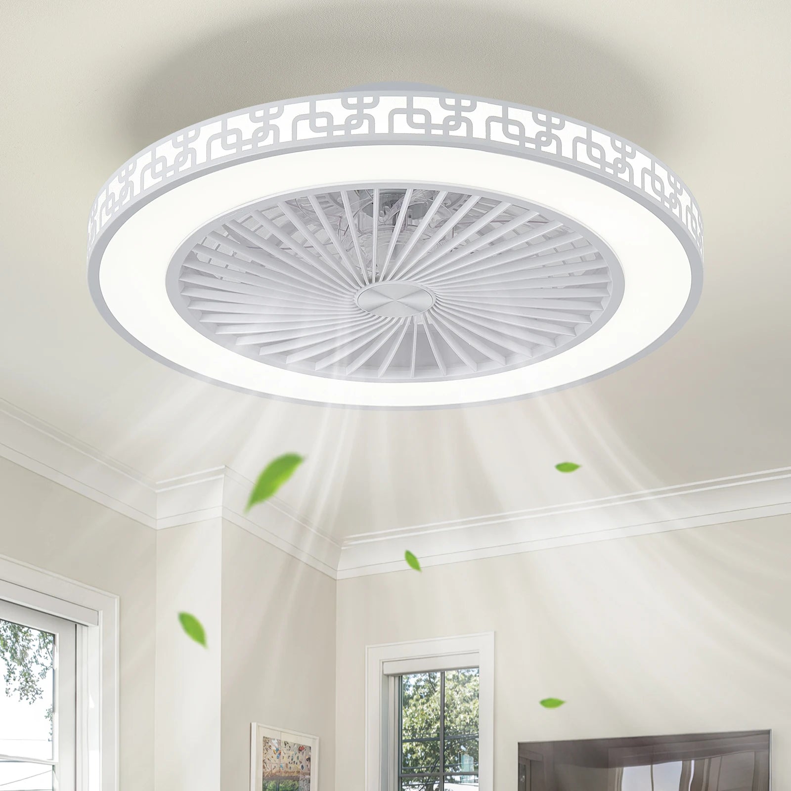 Ventilatore da soffitto con luce LED, telecomando, 6 velocità e luce dimmerabile 3000K-6000K