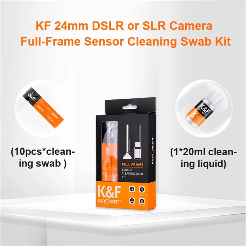 K&F Concept Confezione da 10 Tamponi per pulizia con sensore full-frame da 24 mm e APS-C da 16 mm, per CCD a secco, CMOS, per fotocamera DSLR Nikon, Sony, Canon