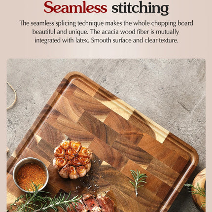 HEZHEN tagliere Premium in legno di acacia, accessorio da cucina con scarico dell'acqua e a prova di umidità