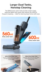 ILIFE W90 Pro Kabelloser intelligenter Nass- und Trockensauger, 7000Pa Saugkraft, 1-Minuten-Selbstreinigung, Doppelwassertank, verbesserte Version des W90