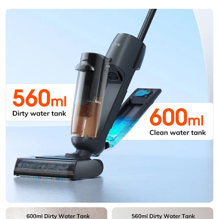 ILIFE W90 Pro Lavapavimenti Smart Senza Fili per Pulizia a Secco e Umido, Aspirazione 7000Pa, Autopulizia in 1 Minuto, Doppio Serbatoio d'Acqua Grande, Versione Aggiornata W90
