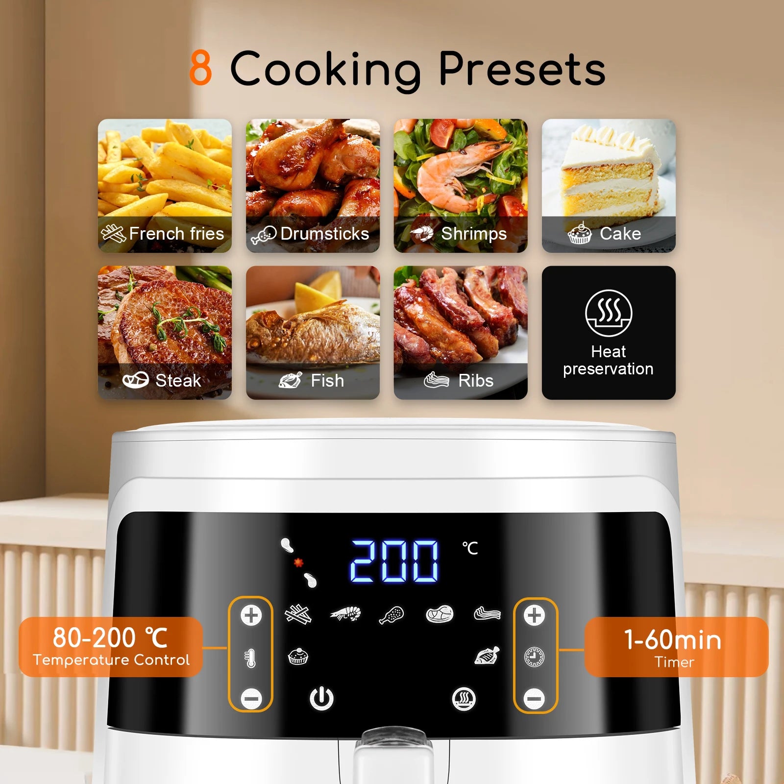Aigostar White Cube 7L 1900W Friggitrice ad Aria Intelligente con Controllo App e WiFi