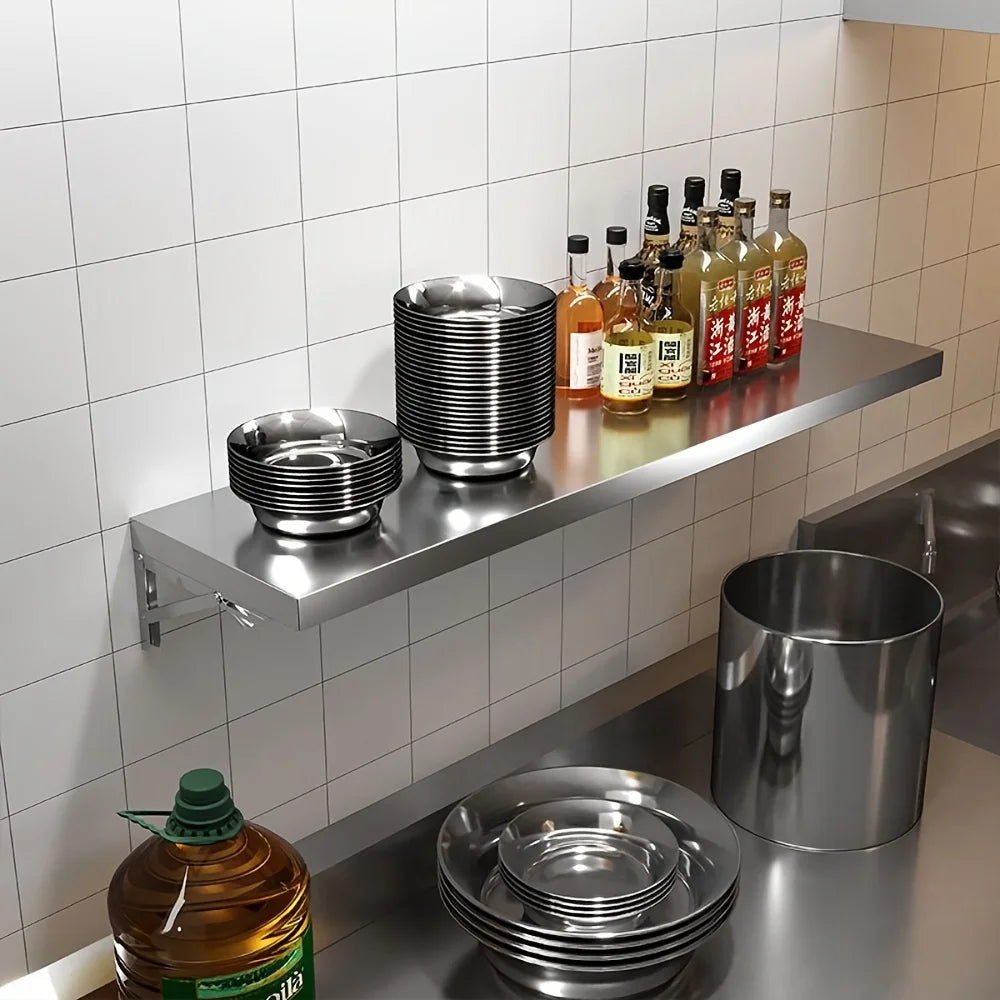 Mensola a muro in acciaio inossidabile: design pieghevole salvaspazio, resistente alla ruggine e facile da pulire, scaffale da cucina a 4 livelli