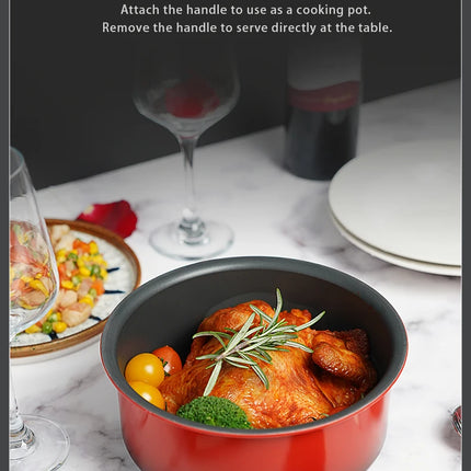 COOKER KING Non-stick Pan Set with Removable Handle, Food Grade Coating, Induction Cooking Pot, Steak and Omelette Pan