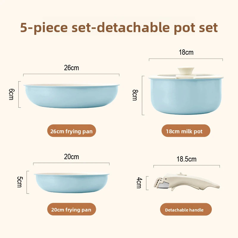 Set di pentole GIYOCA con manici staccabili, antiaderenti in ceramica, senza PFOS e PFOA, adatti per induzione/forno/lavastoviglie, compatibili con tutti i tipi di fornelli, idea regalo per la cucina.