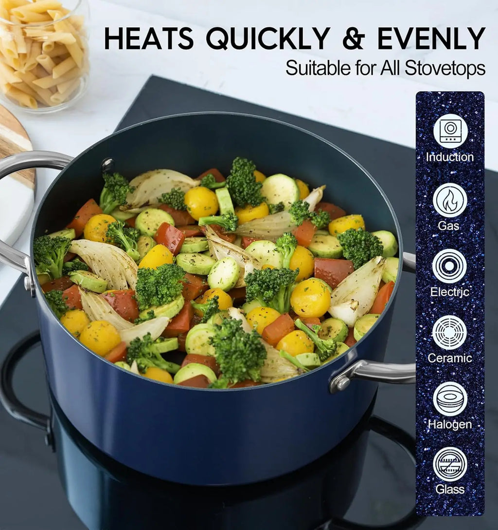 MICHELANGELO 6-Quart Keramik-Antihaft-Topf mit Deckel – PFAS-frei, backofen- und spülmaschinenfest, gleichmäßige Wärmeverteilung für einfaches Kochen