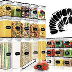 Set mit 32 luftdichten Lebensmittelbehältern mit Deckeln, BPA-freie Vorratskammer-Organizer aus Kunststoff, auslaufsichere Küchenbehälter für Müsli, Mehl, Gewürze und trockene Lebensmittel mit Etiketten