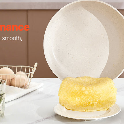 VEVOR Set di Pentole Antiaderenti in Granito con Manico, Set di Pentole a Induzione da Cucina per Camper, con Padella, Coperchi in Vetro Temperato, Bianco, 17 Pezzi