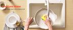 VEVOR Set di Pentole, Padelle Antiaderenti in Granito con Manico, Set di Pentole a Induzione da Cucina per Camper, con Frittura, Coperchi in Vetro Temperato, Bianco, 17 Pezzi