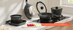 SucceBuy Set di pentole antiaderenti da 17 pezzi Set di pentole e padelle in granito Set di pentole a induzione Set da cucina con padella per salsa fritta