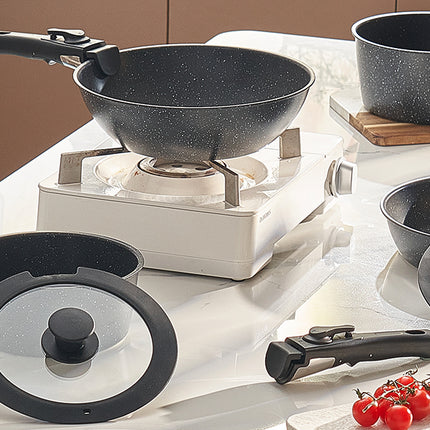 SucceBuy Set di pentole antiaderenti da 17 pezzi Set di pentole e padelle in granito Set di pentole a induzione Set da cucina con padella per salsa fritta