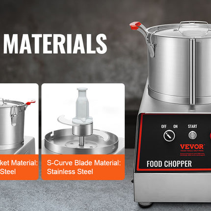 SucceBuy 6L 15L Robot da cucina e tritatutto per verdure in acciaio inossidabile per uso alimentare con 2 lame extra per tritare verdure e carne