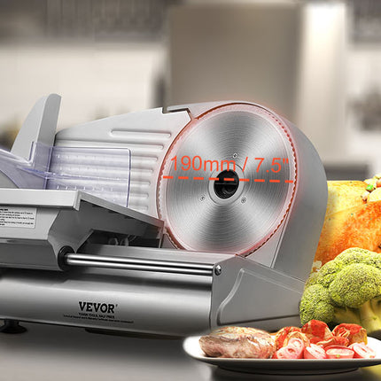 SucceBuy Affettatrice per carne Affettatrice elettrica per alimenti Deli con lame in acciaio inossidabile SUS 420, spessore regolabile per uso domestico