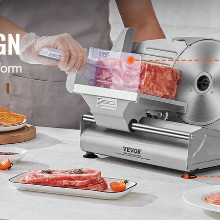 SucceBuy Affettatrice per carne Affettatrice elettrica per alimenti Deli con lame in acciaio inossidabile SUS 420, spessore regolabile per uso domestico