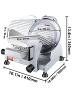 SucceBuy Kommerzielle Fleischschneidemaschine, elektrische Feinkostschneidemaschine, elektrische Lebensmittelschneidemaschine mit 25,4 cm (10 Zoll) Karbonstahlklinge, 350-400 U/min, Fleischschneidemaschine