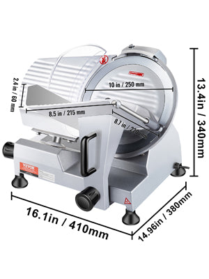 SucceBuy Kommerzielle Fleischschneidemaschine, elektrische Feinkostschneidemaschine, elektrische Lebensmittelschneidemaschine mit 25,4 cm (10 Zoll) Karbonstahlklinge, 350-400 U/min, Fleischschneidemaschine