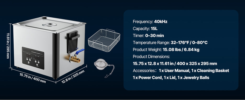 SucceBuy Ultraschallreiniger 6L 10L 15L 30L aus Edelstahl, Ultraschallreinigungsmaschine für Uhren, Rasierer, Schmuck, Münzen
