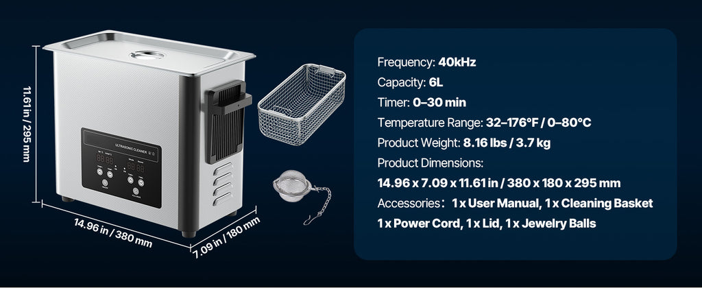 SucceBuy Ultraschallreiniger 6L 10L 15L 30L aus Edelstahl, Ultraschallreinigungsmaschine für Uhren, Rasierer, Schmuck, Münzen