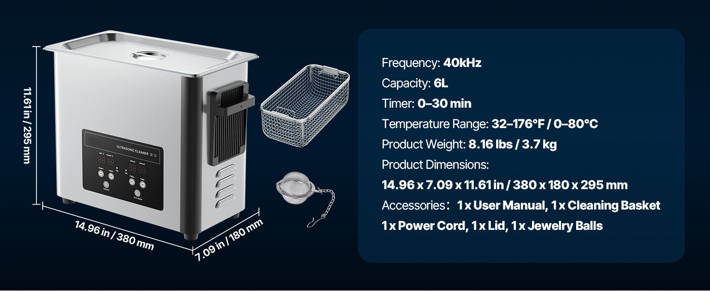 SucceBuy Ultraschallreiniger 6L 10L 15L 30L aus Edelstahl, Ultraschallreinigungsmaschine für Uhren, Rasierer, Schmuck, Münzen